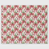 Kerstvakantie Red Gingham Check Bows Cadeaupapier (Vlak)