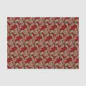 Kerstvakantie Red Green Holly Berry Botanical Tissuepapier (Voorkant)