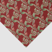 Kerstvakantie Red Green Holly Berry Botanical Tissuepapier (Detail)
