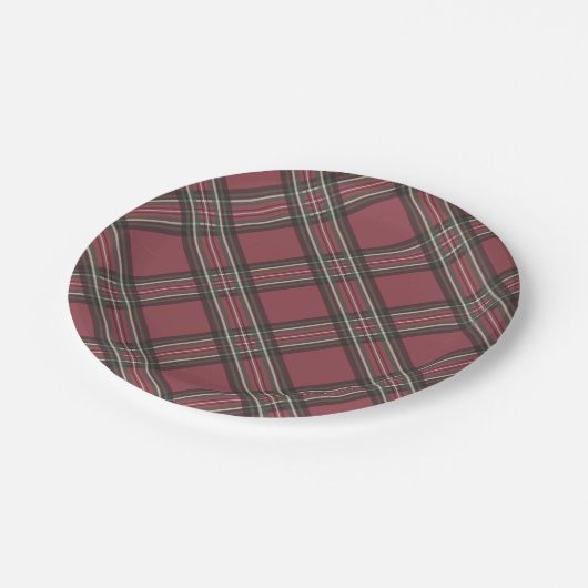 Kerstvakantie Red Plaid Party Paper Borden Papieren Bordje (Gekanteld)