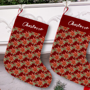 Kerstvakantie Red Poinsettia Bloemennaam Kleine Kerstsok