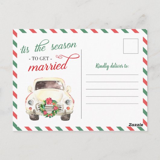 Kerstvakantie Reizen Rood Huwelijksuitnodiging Briefkaart (Achterkant)