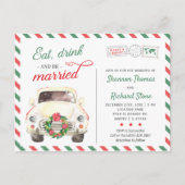 Kerstvakantie Reizen Rood Huwelijksuitnodiging Briefkaart (Voorkant)