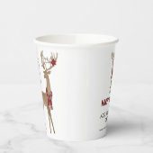 Kerstvakantie Rendier Business Logo Paper Papieren Bekers (Links)