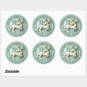 Kerstvakantie Rendier Express Ronde Sticker (Vel)