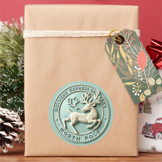 Kerstvakantie Rendier Express Ronde Sticker (Feestdagen)