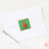 Kerstvakantie rendier Polka Dot Favor Treat Vierkante Sticker (Envelop)