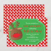 Kerstvakantie Rendier Polka Dot Uitnodigingen (Voorkant / Achterkant)