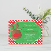 Kerstvakantie Rendier Polka Dot Uitnodigingen (Staand voorkant)