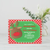 Kerstvakantie Rendier Stippen Uitnodigingen (Staand voorkant)