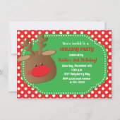 Kerstvakantie Rendier Stippen Uitnodigingen (Voorkant)