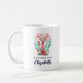 Kerstvakantie rendieren Floral Koffiemok (Links)