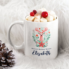 Kerstvakantie rendieren Floral Koffiemok