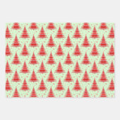 Kerstvakantie Rode Bomen Patroon Gift Inpakpapier Vel (Voorkant 3)