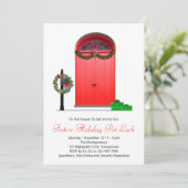 Kerstvakantie Rode Deuren Kaart (Staand voorkant)