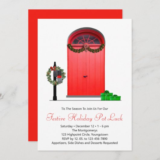 Kerstvakantie Rode Deuren Kaart (Voorkant / Achterkant)