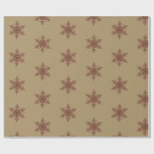 Kerstvakantie Rode en Gouden Sneeuwvlokken Cadeaupapier (Vlak)