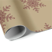 Kerstvakantie Rode en Gouden Sneeuwvlokken Cadeaupapier (Rol Hoek)