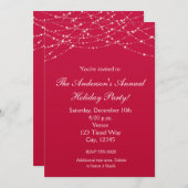 Kerstvakantie Rode Glitter Elegante Uitnodiging (Voorkant / Achterkant)
