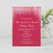 Kerstvakantie Rode Glitter Elegante Uitnodiging (Staand voorkant)