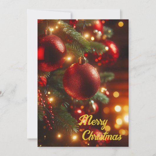 Kerstvakantie  Rode Ornamenten Feestdagenkaart (Voorkant)