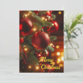 Kerstvakantie  Rode Ornamenten Feestdagenkaart (Staand voorkant)