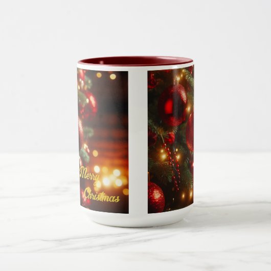 Kerstvakantie  Rode Ornamenten Mok (Midden)