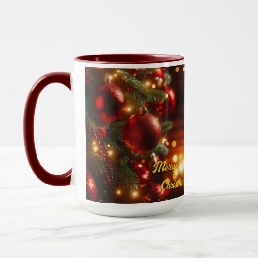 Kerstvakantie  Rode Ornamenten Mok (Links)