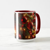 Kerstvakantie  Rode Ornamenten Mok (Voorkant rechts)