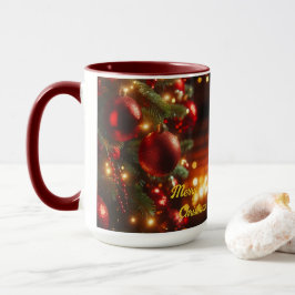 Kerstvakantie Rode Ornamenten Mok