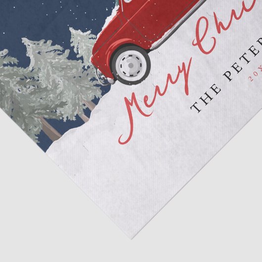 Kerstvakantie Rode Truck Kerstmis Familie Cadeau Tissuepapier (Detail)