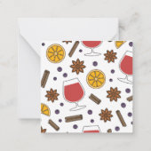 Kerstvakantie rode wijn met kruiden pittige drank notitiekaartje (Achterkant)