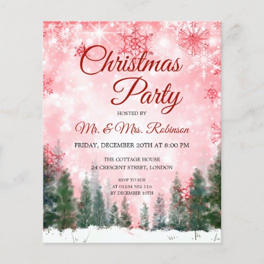 Kerstvakantie Rode Winter Wonderland INVITE Flyer (Voorkant)