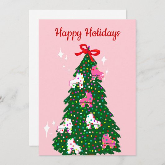 Kerstvakantie Roller Skate Kerst Skate Feestdagenkaart (Voorkant / Achterkant)