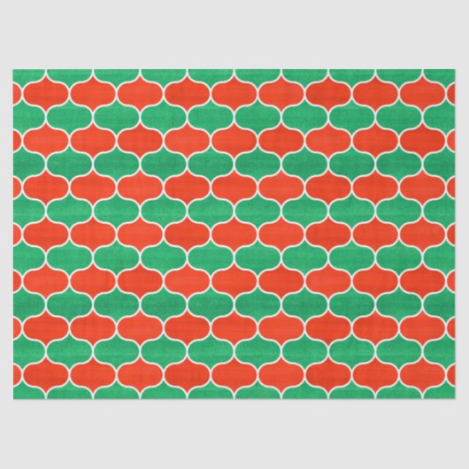 Kerstvakantie rood en groen Ogee-patroon Tissuepapier (Voorkant)