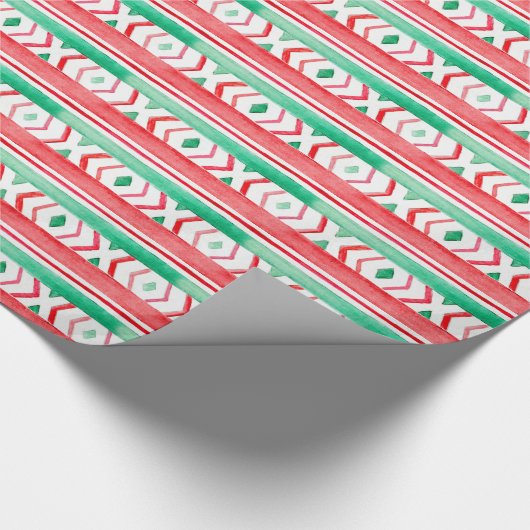 kerstvakantie rood en groen waterverf patroon cadeaupapier (Hoek)