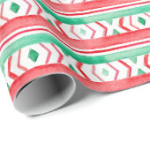 kerstvakantie rood en groen waterverf patroon cadeaupapier (Rol Hoek)