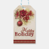 Kerstvakantie - Rood/Goud Happy Holiday Cadeaulabel (Achterkant)