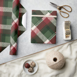 Kerstvakantie Rood Groen Klassiek Sneeuw Schotse R Cadeaupapier