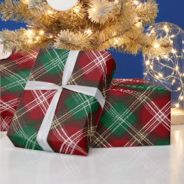 Kerstvakantie Rood Groen Klassiek Sneeuw Schotse R Cadeaupapier
