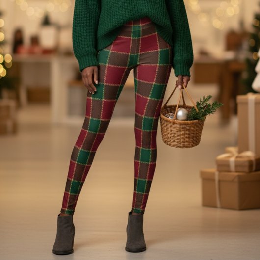 Kerstvakantie rood & groen tartanpatroon leggings