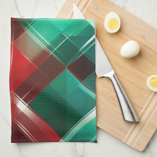 KERSTVAKANTIE ROOD GROEN WIT PLAID THEEDOEK (Quarter Fold)