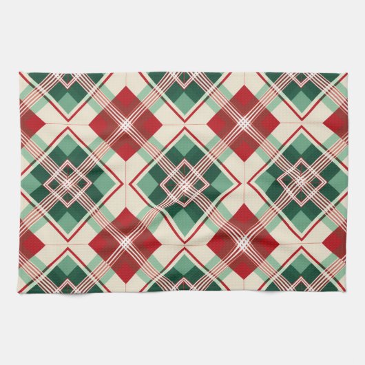  KERSTVAKANTIE ROOD GROEN WIT PLAID THEEDOEK (Horizontaal)