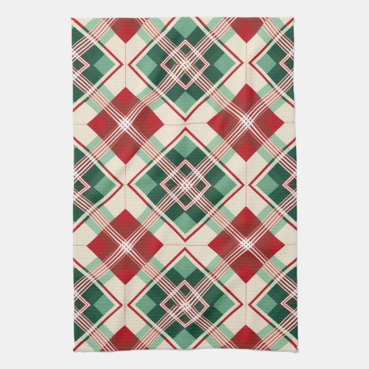 KERSTVAKANTIE ROOD GROEN WIT PLAID THEEDOEK (Verticaal)