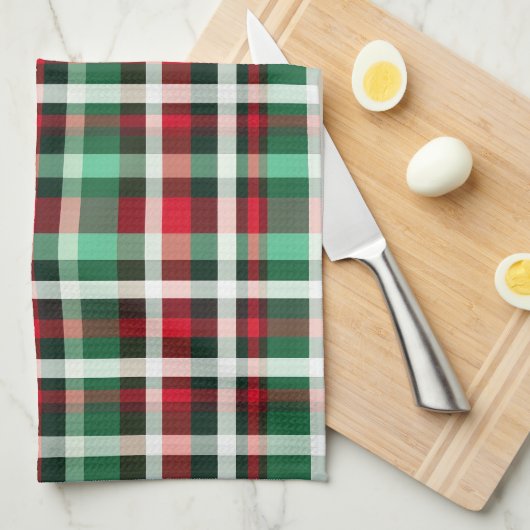  KERSTVAKANTIE ROOD GROEN WIT PLAID THEEDOEK (Quarter Fold)