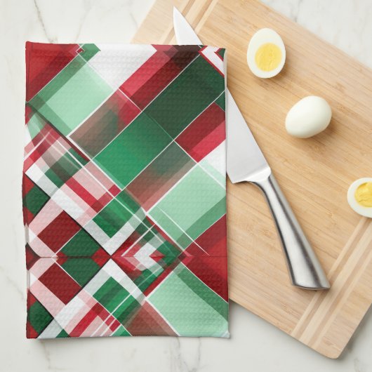 KERSTVAKANTIE ROOD GROEN WIT PLAID THEEDOEK (Quarter Fold)