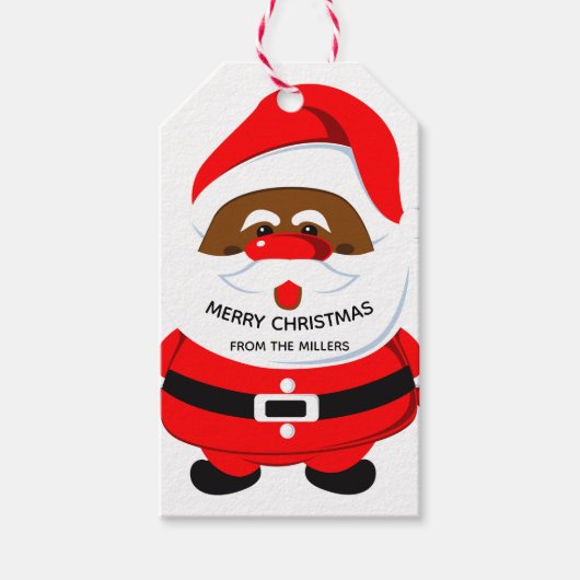 Kerstvakantie rood voor de Afrikaanse Kerstman Cadeaulabel (Voorkant)