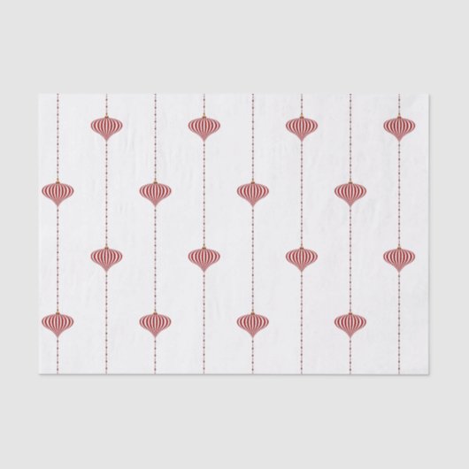 Kerstvakantie rood-wit gestreepte ornamenten tissuepapier (Voorkant)