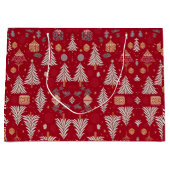 Kerstvakantie Rood & Wit Grote Gift Bag Groot Cadeauzakje (Voorkant)