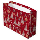 Kerstvakantie Rood & Wit Grote Gift Bag Groot Cadeauzakje (Achterkant Gekanteld)